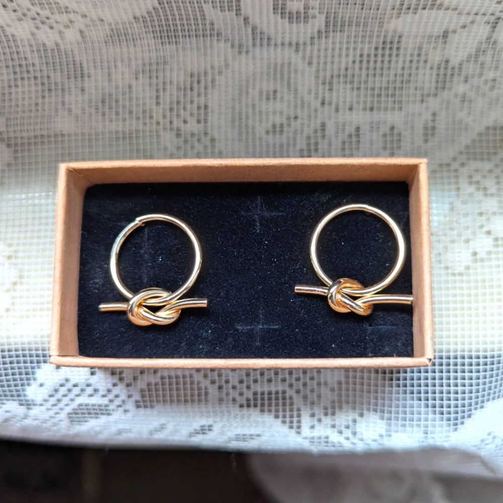 Gold-Plated Circle Knot Earrings